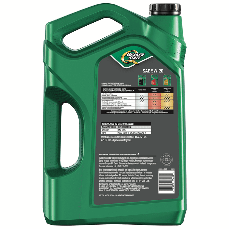 Quaker State Conventional Synthetic Blend 5W-20 Motor Oil, 5 Quart - Premium Engine Oil from Quaker State - Just $52.99! Shop now at Rapidvehicles