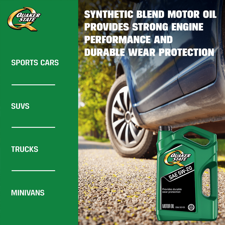 Quaker State Conventional Synthetic Blend 5W-20 Motor Oil, 5 Quart - Premium Engine Oil from Quaker State - Just $52.99! Shop now at Rapidvehicles