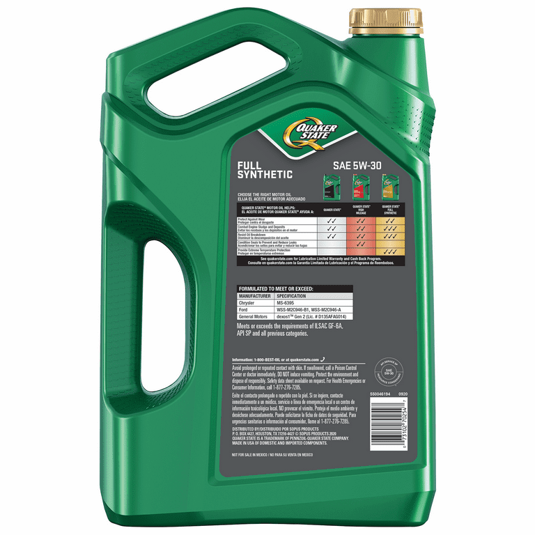 Quaker State Full Synthetic 5W-30 Motor Oil, 5-Quart - Premium Engine Oil from Quaker State - Just $59.99! Shop now at Rapidvehicles