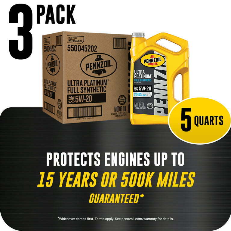 Pennzoil Ultra Platinum Full Synthetic 5W-20 Motor Oil, 5 Quart - Premium Engine Oil from Pennzoil - Just $224.99! Shop now at Rapidvehicles