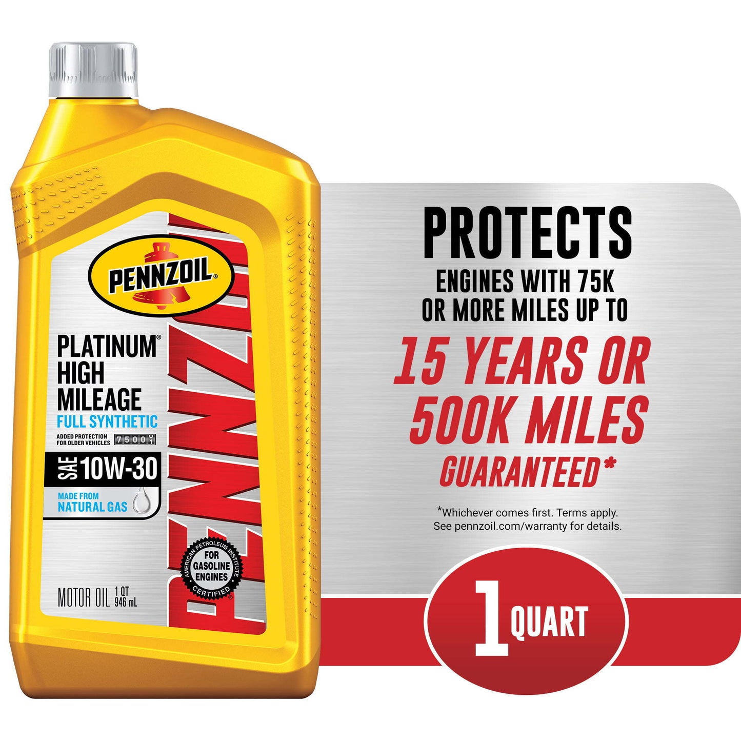 Pennzoil Platinum High Mileage Full Synthetic 10W-30 Motor Oil, 1 - Premium Engine Oil from Pennzoil - Just $57.99! Shop now at Rapidvehicles