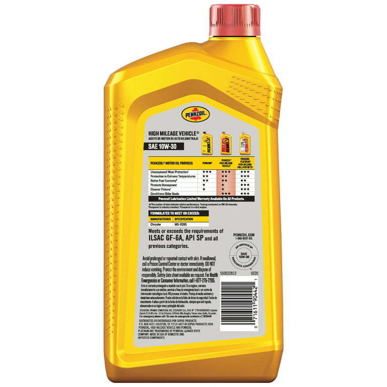 Pennzoil High Mileage 10W-30 Motor Oil for Vehicles over 75K - Premium Engine Oil from Pennzoil - Just $57.99! Shop now at Rapidvehicles