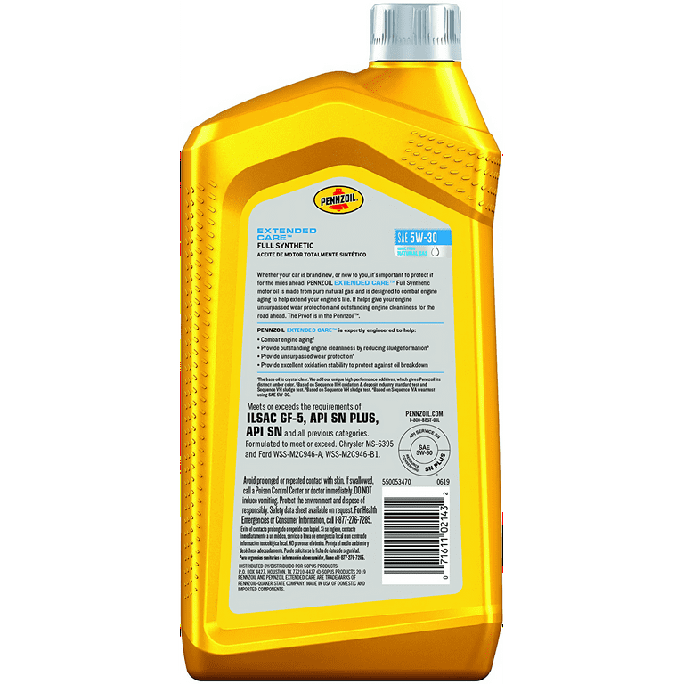 Pennzoil Extended Care Full Synthetic 5W-30 Motor Oil, 1 Quart - Premium Engine Oil from Pennzoil - Just $40.99! Shop now at Rapidvehicles