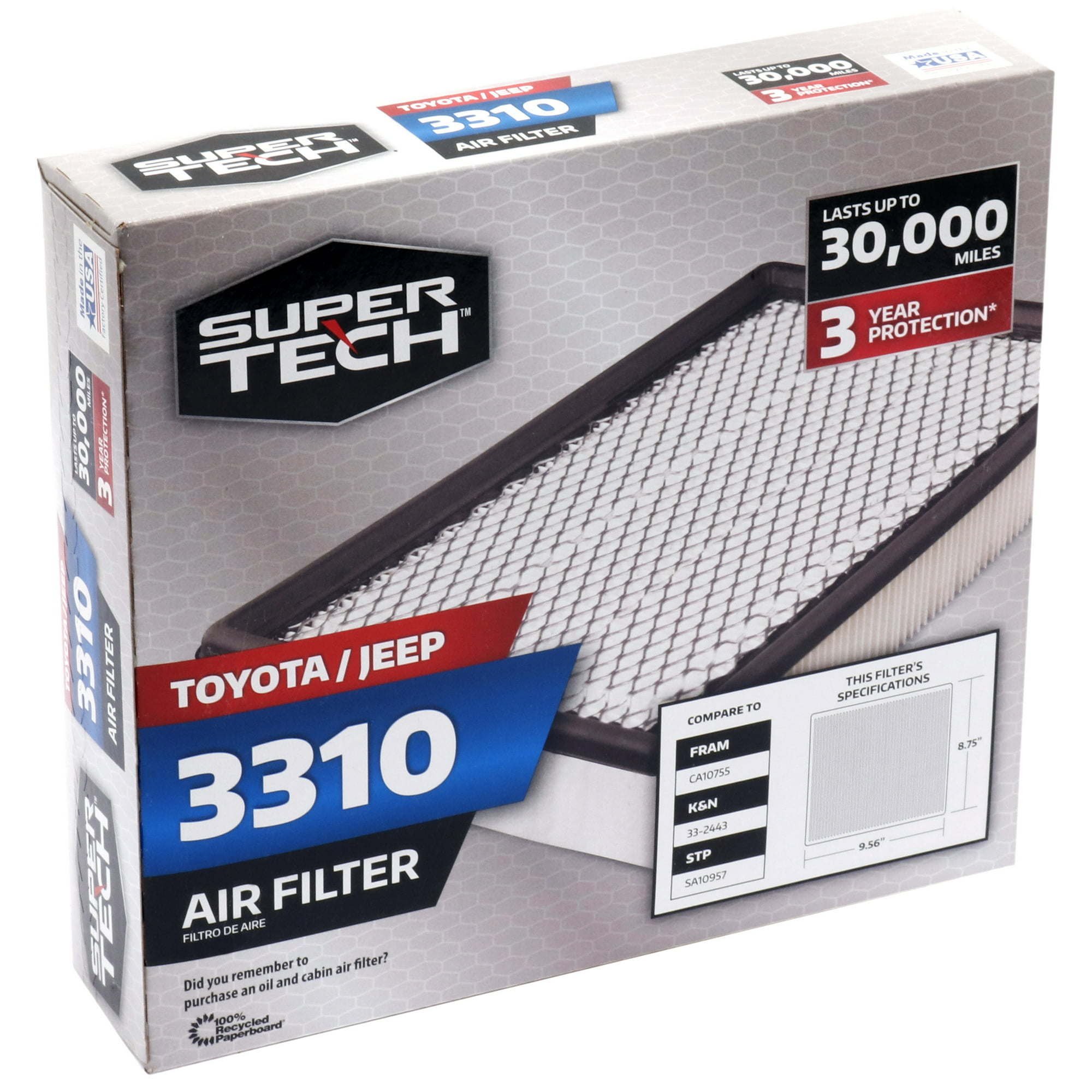 Super Tech Engine Air Filter, 3310, Replacement Filter for Dodge, Jeep, Lexus and Toyota - Premium Filters from Super Tech - Just $60.60! Shop now at Rapidvehicles