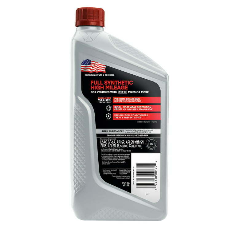 Valvoline Full Synthetic High Mileage MaxLife 5W-30 Motor Oil 1 - Premium Engine Oil from Valvoline - Just $57.99! Shop now at Rapidvehicles