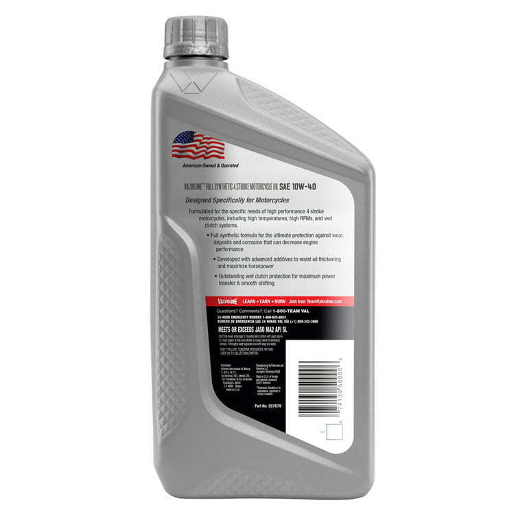 Valvoline 4-Stroke Motorcycle Full Synthetic 10W-40 Motor Oil 1 QT - Premium Engine Oil from Valvoline - Just $35.81! Shop now at Rapidvehicles