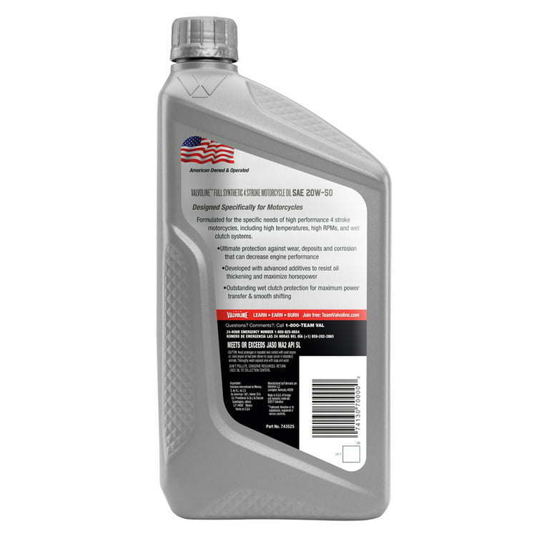 Valvoline 4-Stroke Motorcycle Full Synthetic SAE 20W-50 Motor Oil - Premium Engine Oil from Valvoline - Just $57.99! Shop now at Rapidvehicles