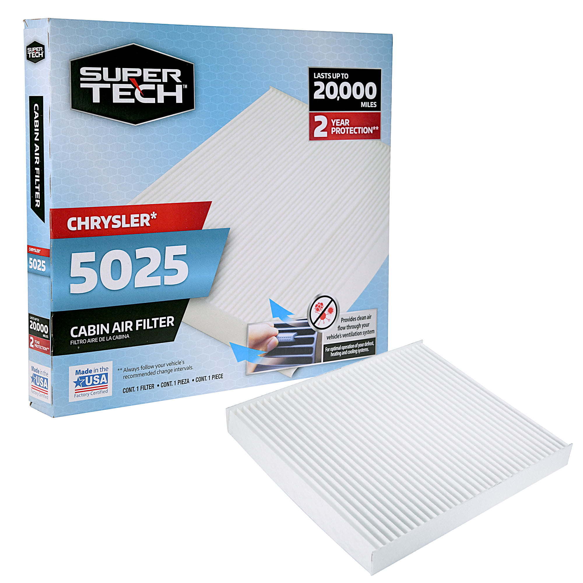 SuperTech 5025 Cabin Air Filter, Replacement Air/Dust Filter for Chrysler - Premium Filters from SuperTech - Just $47.30! Shop now at Rapidvehicles