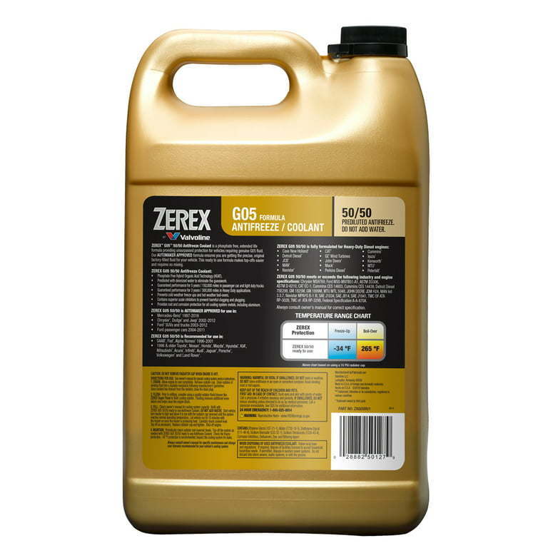 Zerex G05 Phosphate Free Antifreeze / Coolant 50/50 Ready-to-Use - Premium Antifreezes & Coolants from Valvoline - Just $73.99! Shop now at Rapidvehicles