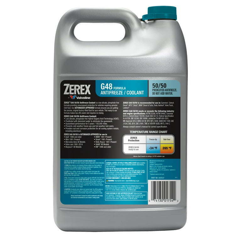 Zerex G48 Low Silicate/Phosphate Free Antifreeze/Coolant 50/50 - Premium Antifreezes & Coolants from Valvoline - Just $77.99! Shop now at Rapidvehicles