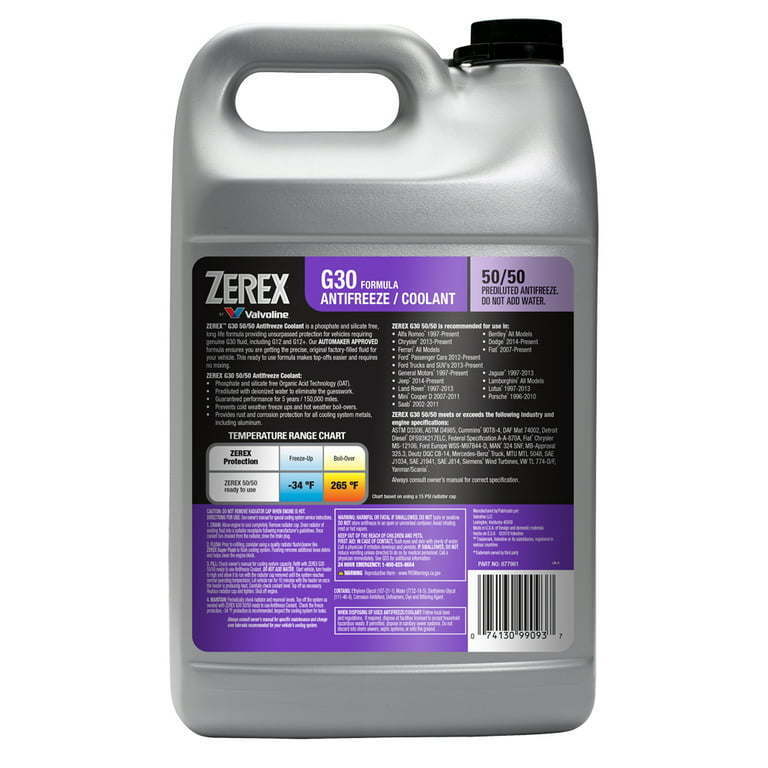 Zerex G30 Antifreeze / Coolant 50/50 Prediluted Ready-to-Use 1 GA - Premium Antifreezes & Coolants from Valvoline - Just $45.99! Shop now at Rapidvehicles