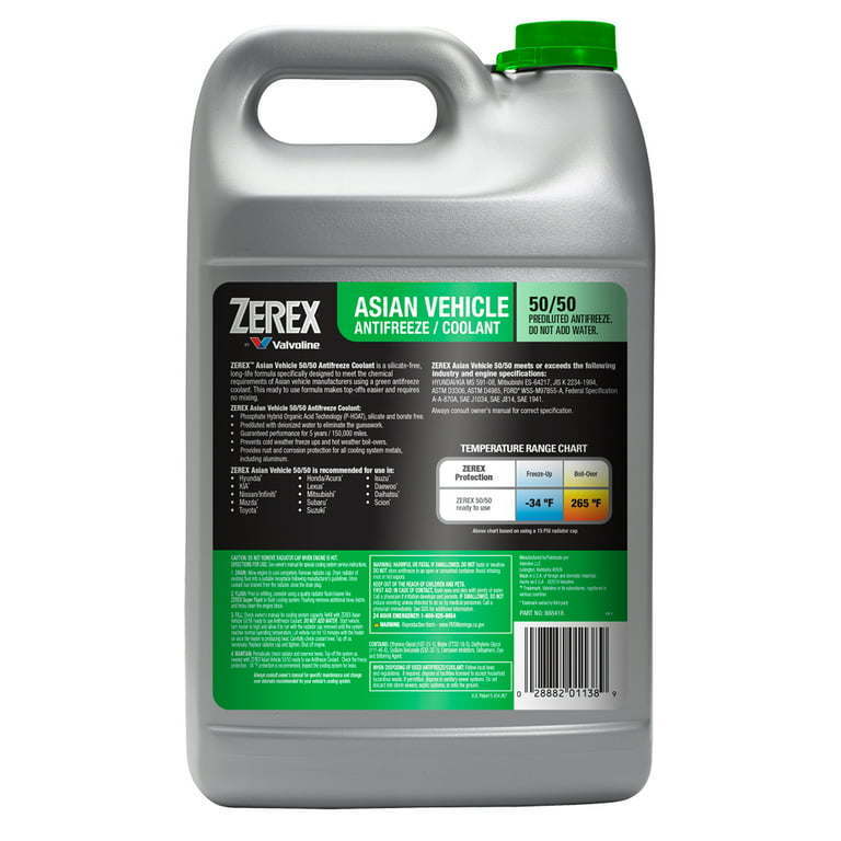 Zerex Asian Vehicle Green Silicate and Borate Free Antifreeze / Coolant 50/50 Ready-to-Use 1 GA - Premium Antifreezes & Coolants from Valvoline - Just $50.99! Shop now at Rapidvehicles