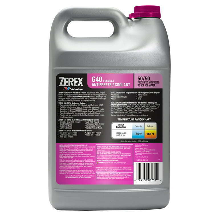 Zerex G40 Phosphate and Nitrite Free Antifreeze/Coolant 50/50 Prediluted Ready-to-Use 1 GA - Premium Antifreezes & Coolants from Valvoline - Just $45.99! Shop now at Rapidvehicles