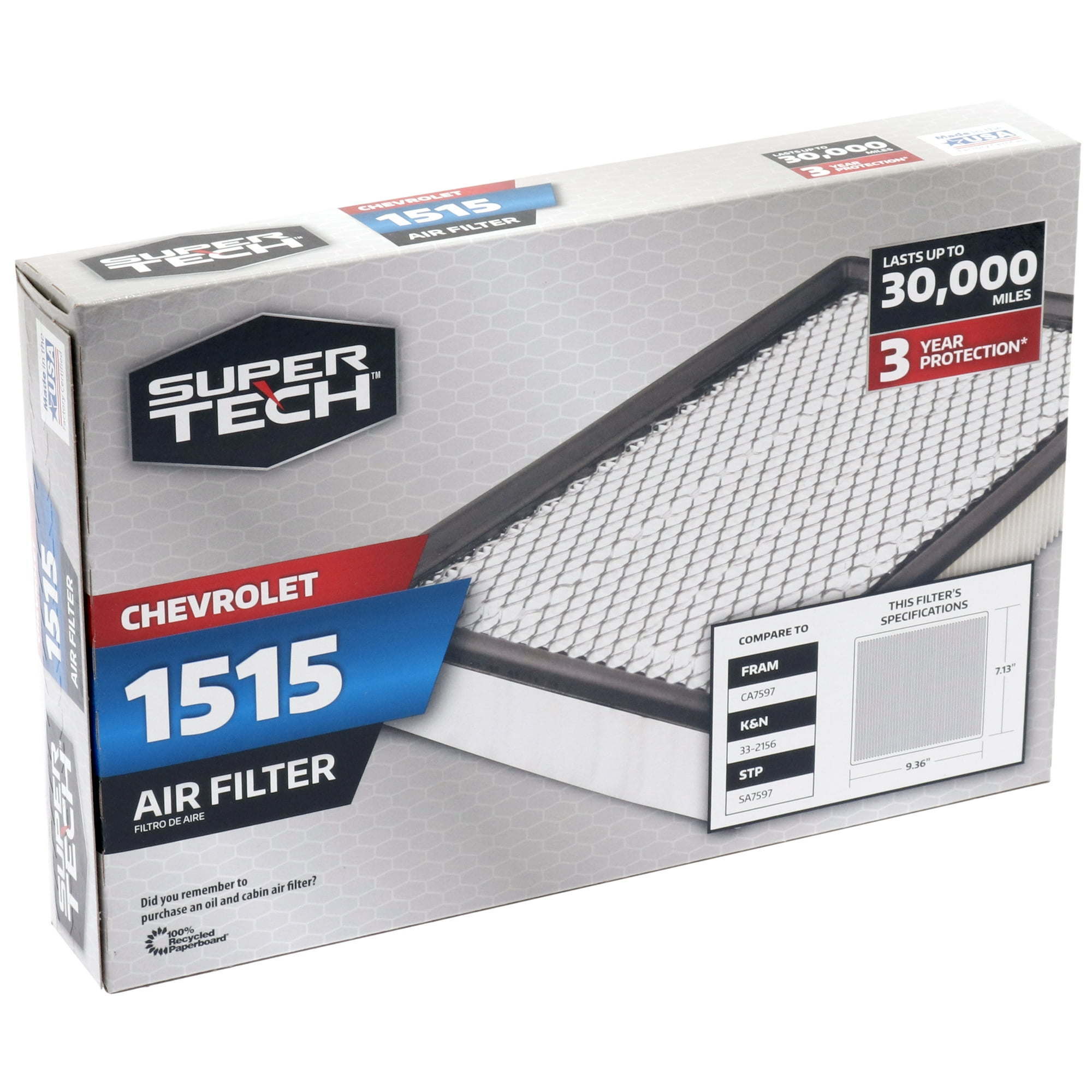 Super Tech 1515 Engine Air Filter, Replacement Filter for GM or Chevrolet - Premium Filters from Super Tech - Just $35.99! Shop now at Rapidvehicles