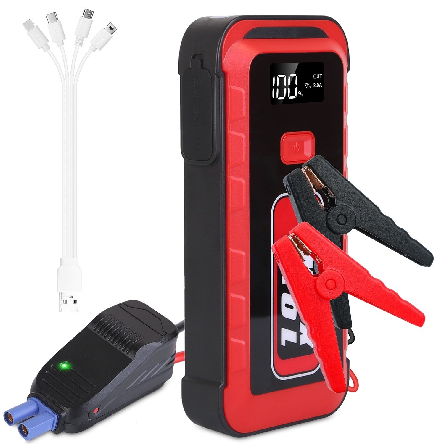 Car Jump Starter Booster 2500A Peak 25800mAh Battery Charger Power Bank with 4 Modes LED Flashlight for Up to 6.0L Gas or 3.0L Diesel Engine Car - Premium Jump Starters, Battery Chargers & Portable Power from Rapidvehicles - Just $68.99! Shop now at Rapidvehicles