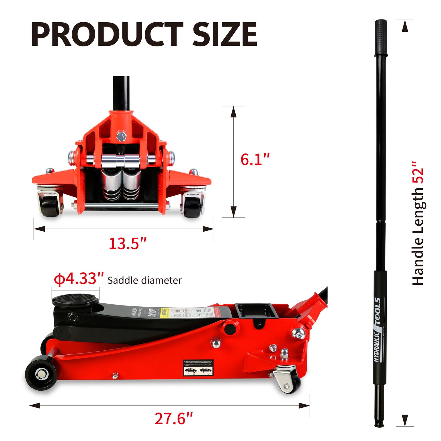 3t Low Profile Jack, Red and Black, Ultra Low Floor Jack with - Premium Accessories from Rapidvehicles - Just $248.99! Shop now at Rapidvehicles