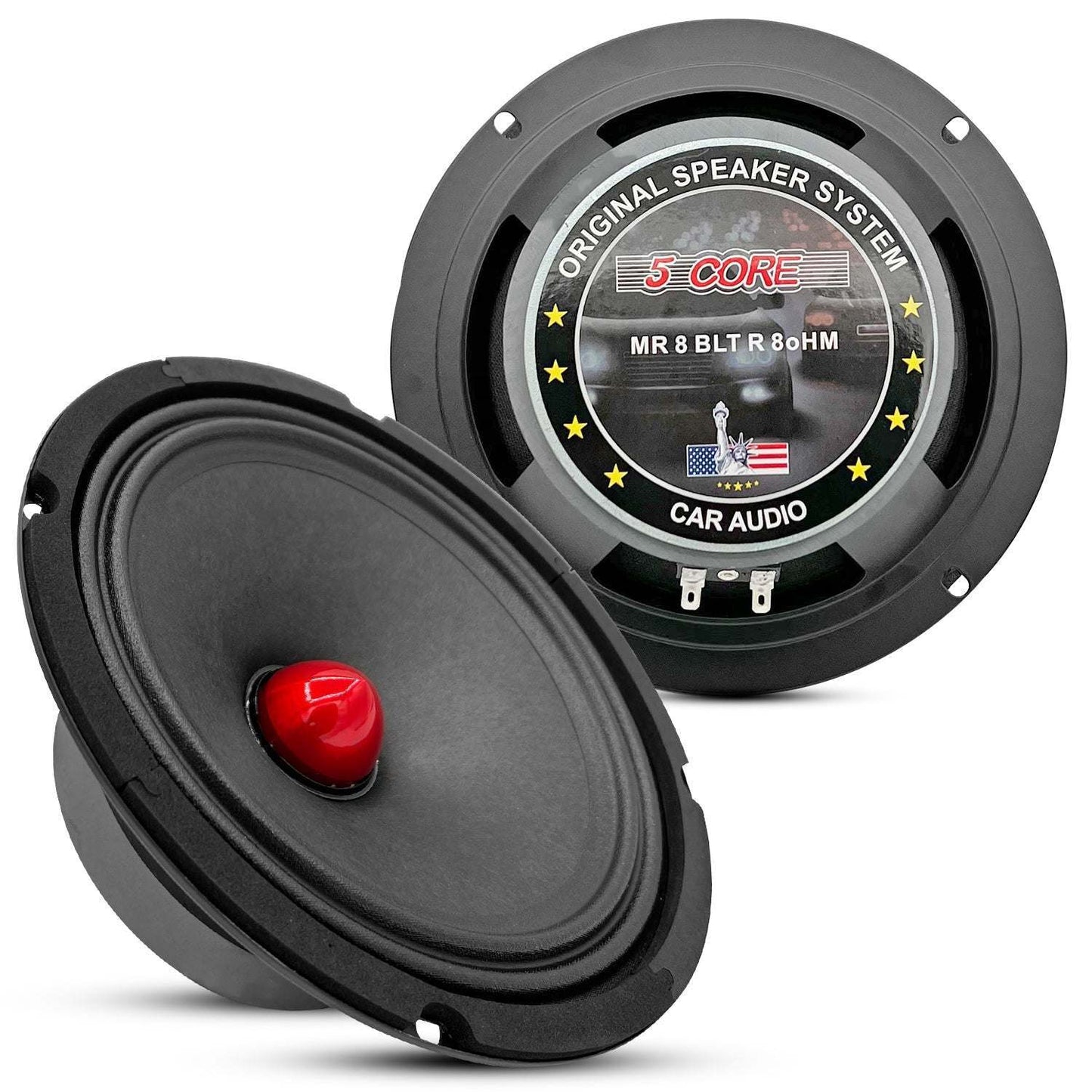 5 CORE 8 Inch Mid-Range Bullet Pro Audio Car Speaker, Red Aluminium Bullet, Loudspeaker 580W Max 8 Ohms - Premium Quality Audio Door Speakers for Car or Truck Stereo Sound System - Premium Car Speakers & Speaker Systems from 5 Core - Just $59.61! Shop now at Rapidvehicles