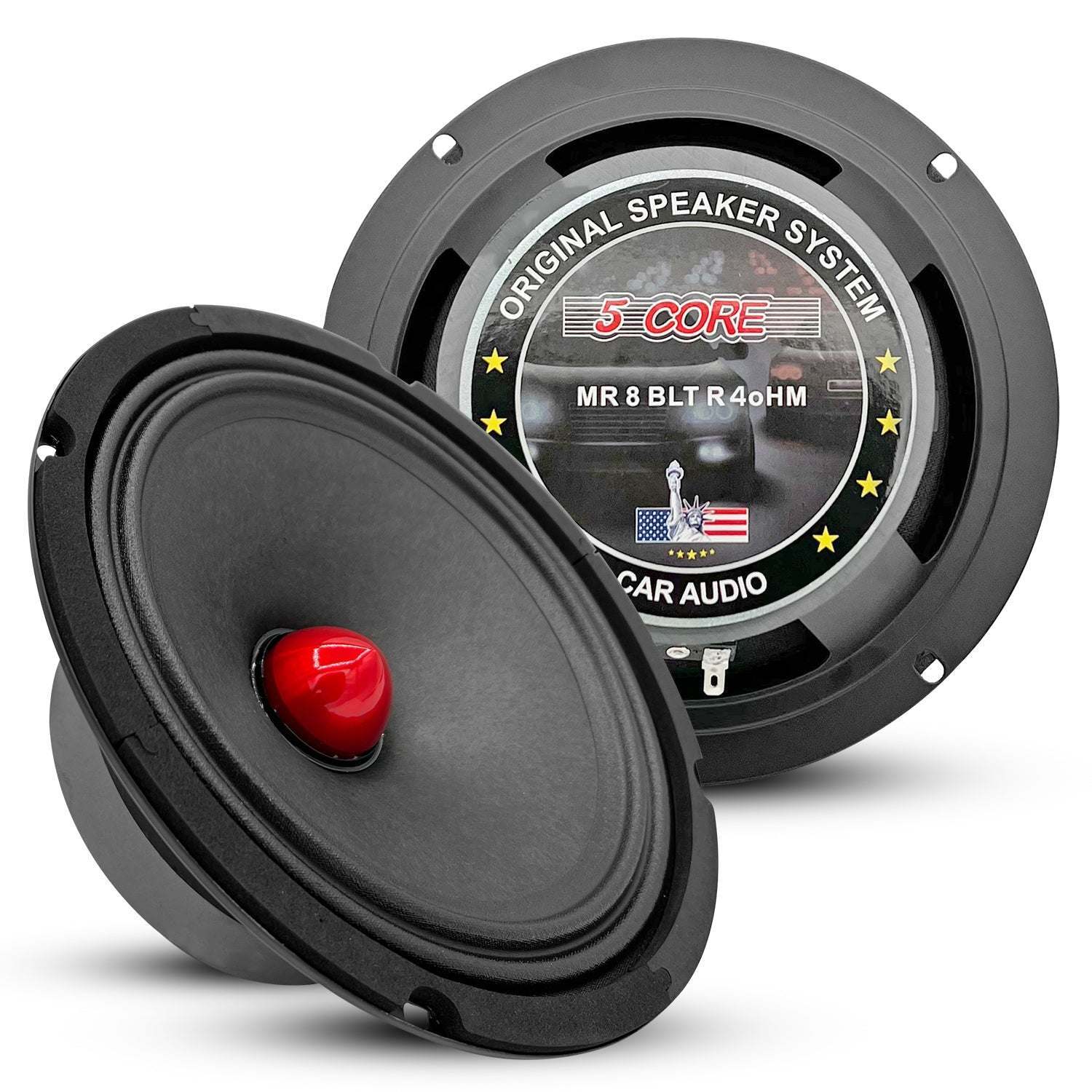 5 CORE 8 Inch Mid-Range Bullet Pro Audio Car Speaker, Red Aluminium Bullet, Loudspeaker 580W Max 4 Ohms - Premium Quality Audio Door Speakers for Car or Truck Stereo Sound System-MR 8 BLT R 4oHM - Premium Car Speakers & Speaker Systems from 5 Core - Just $51.44! Shop now at Rapidvehicles