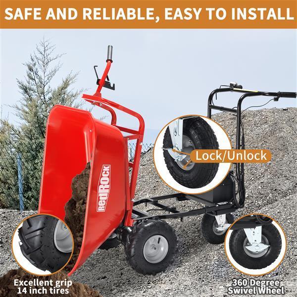 Wheelbarrow Utility Cart Electric Powered Cart 48V28Ah 500W Capacity 500lbs (230kg) Material Debris Hauler 1000lbs Towing - Premium Accessories from Rapidvehicles - Just $988.99! Shop now at Rapidvehicles