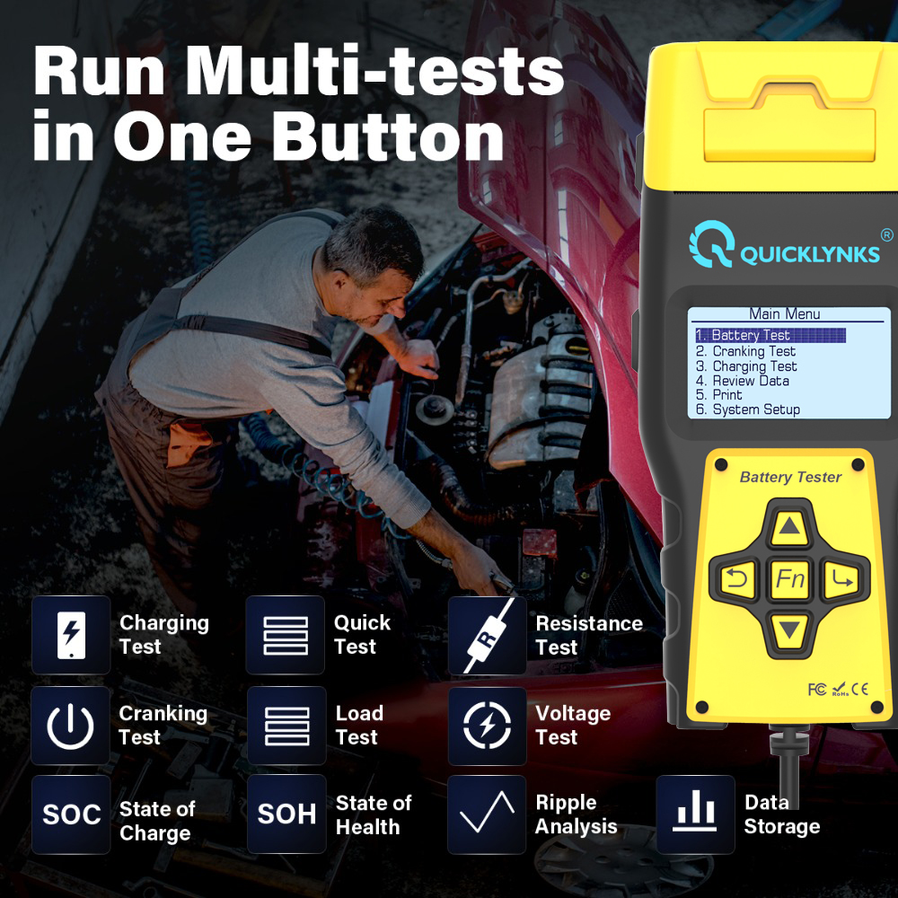 12V 24V Car Battery Load Tester 100-2000 CCA Load Test Built-in Printer Charging Start Alternator Test Light Truck Ship Motorcycle SUV Yacht Battery Diagnosis General cold start current detection - Premium Battery Testers from Rapidvehicles - Just $162.99! Shop now at Rapidvehicles