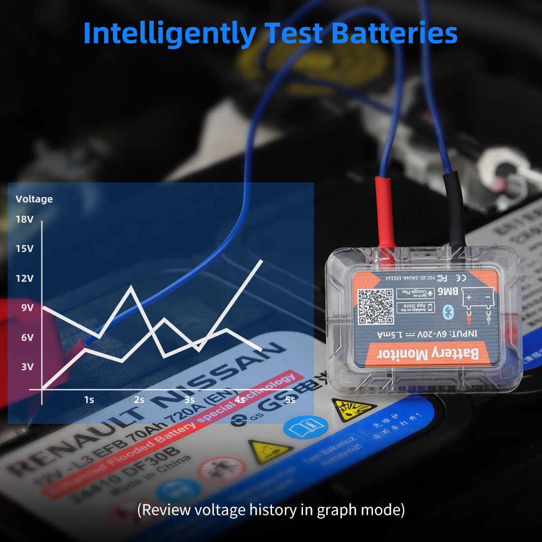 Wireless Bluetooth 4.0 Car battery tester iOS and Android mobile - Premium Battery Testers from Rapidvehicles - Just $79.99! Shop now at Rapidvehicles