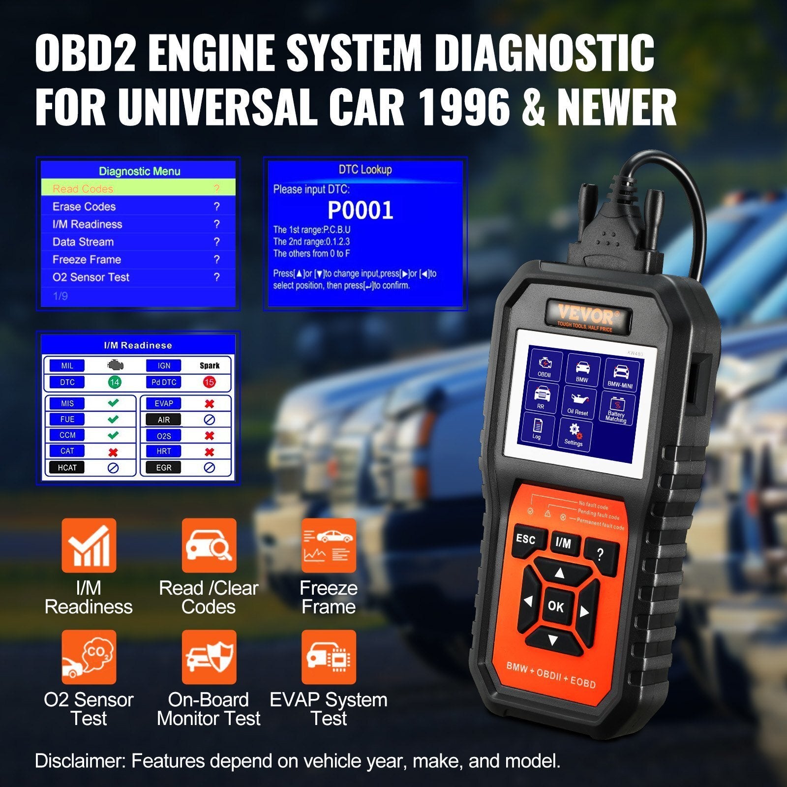 VEVOR BMW OBD2 Scanner Diagnostic Tool, For BMW/Mini/Rolls-Royce, Full System Diagnostic Scan Tool, 12 Special Functions, Car Read Code Reader with CBS SAS EPB ECM DME/DDE Oil Reset Battery Matching - Premium Code Readers & Scan Tools from VEVOR - Just $106.99! Shop now at Rapidvehicles