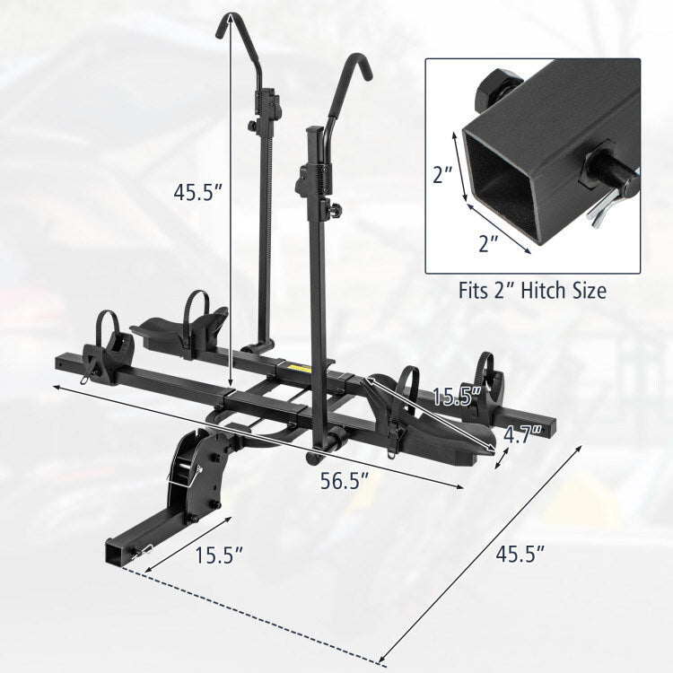 2 Inch Hitch Mount Bike Rack 2-Bike Platform Style Carrier with Tilt-able Design for Easy Trunk Access - Premium Bike Racks from Rapidvehicles - Just $321.99! Shop now at Rapidvehicles