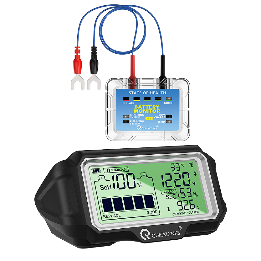 Solar Car Battery Monitor LED Display 433 MHz Wireless Transmission APP Bluetooth 4.0 Battery Monitoring iOS and Android Mobile phone Wireless Car Charging and Start-Up Test Test 12V-24V - Premium Battery Testers from Rapidvehicles - Just $85.99! Shop now at Rapidvehicles