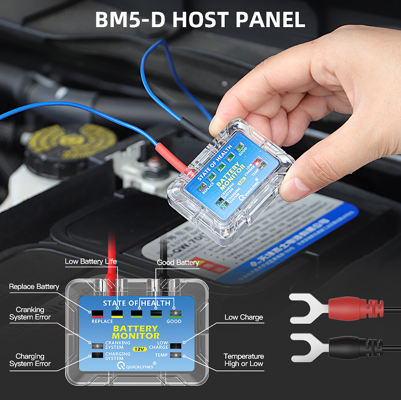 Solar Car Battery Monitor LED Display 433 MHz Wireless Transmission APP Bluetooth 4.0 Battery Monitoring iOS and Android Mobile phone Wireless Car Charging and Start-Up Test Test 12V-24V - Premium Battery Testers from Rapidvehicles - Just $85.99! Shop now at Rapidvehicles