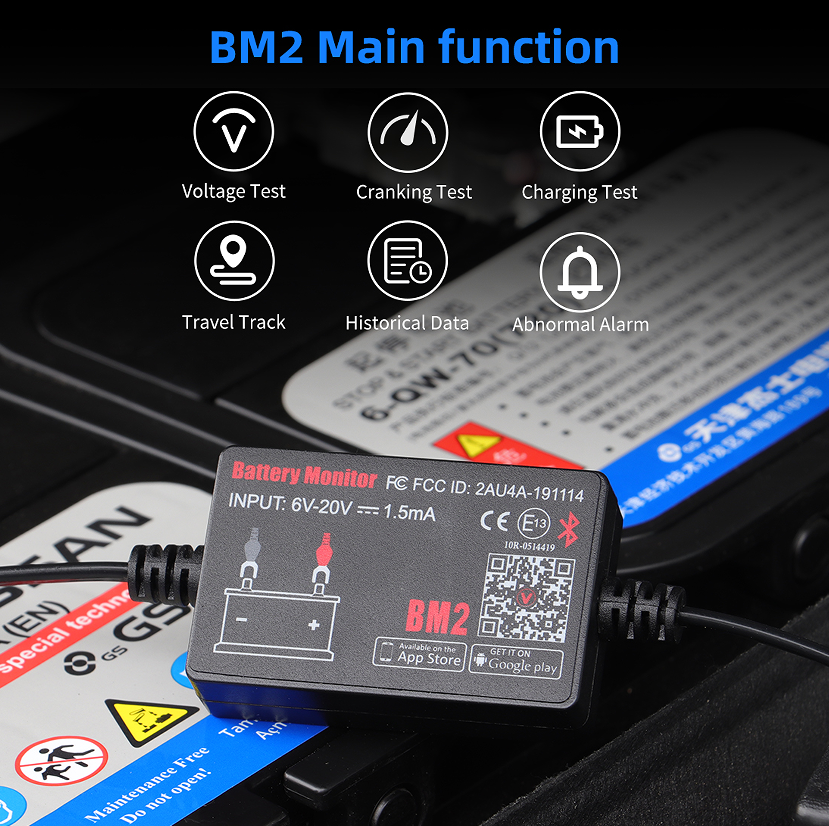 Car Battery Monitor New digital Bluetooth Car Battery monitoring tool available for App Store and Google Play free application LED Display 433 MHz wireless transmission - Premium Battery Testers from Rapidvehicles - Just $65.99! Shop now at Rapidvehicles