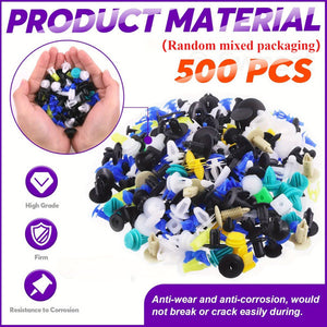 500Pcs Mixed Auto Retainer Fastener Rivet Push Clips Accessories Kit, Bumper Clips Kit Auto Rivets Fasteners Perfect for Most Universal Cars(Random mixed packaging) - Premium Exhaust System from Rapidvehicles - Just $30.85! Shop now at Rapidvehicles