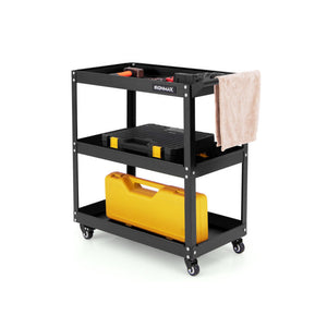 3-Tier Rolling Tool Cart with Spacious Shelves, 4 Universal Wheels and 2 Brakes - Premium Carports from Rapidvehicles - Just $110.99! Shop now at Rapidvehicles