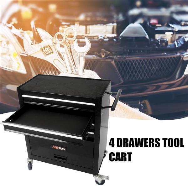 4 drawers multifunctional tool cart with wheels-black - Premium Accessories from Rapidvehicles - Just $238.71! Shop now at Rapidvehicles