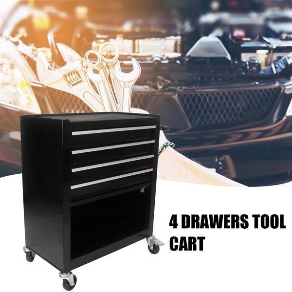 4 drawers multifunctional tool cart with wheels-black - Premium Accessories from Rapidvehicles - Just $238.71! Shop now at Rapidvehicles