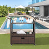 Outdoor Patio Wicker Rattan Serving Bar Cart Sideboard On Wheels Brown Gradient - Premium Carports from Rapidvehicles - Just $203.99! Shop now at Rapidvehicles