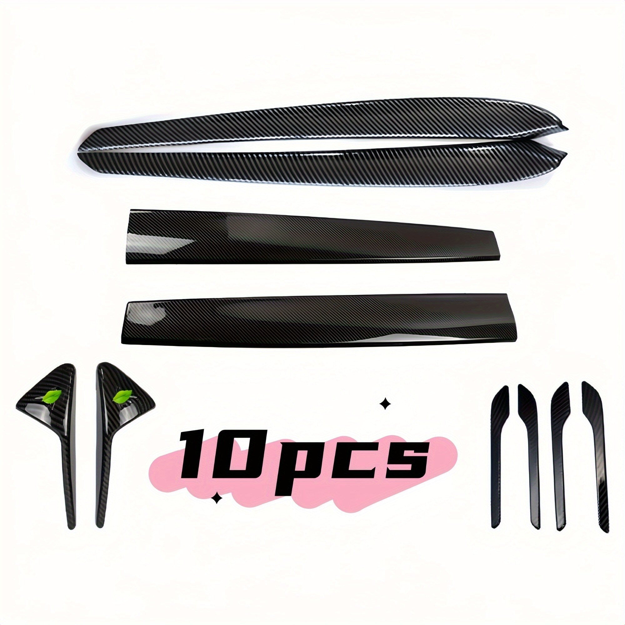 10pcs Compatible for Model 3 Y Carbon Fiber ABS Interior Accessories Support Car Center Console Dashboard Cover & Door Trim Stickers (Black) - Premium Bumper Stickers, Decals & Magnets from Rapidvehicles - Just $54.99! Shop now at Rapidvehicles