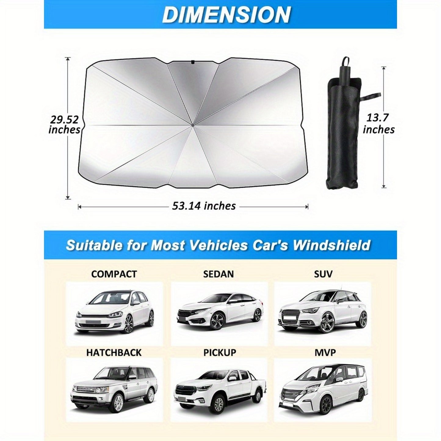 Stainless Steel Premium Car Windshield Sunshade - Portable, - Premium Accessories from Rapidvehicles - Just $36.99! Shop now at Rapidvehicles