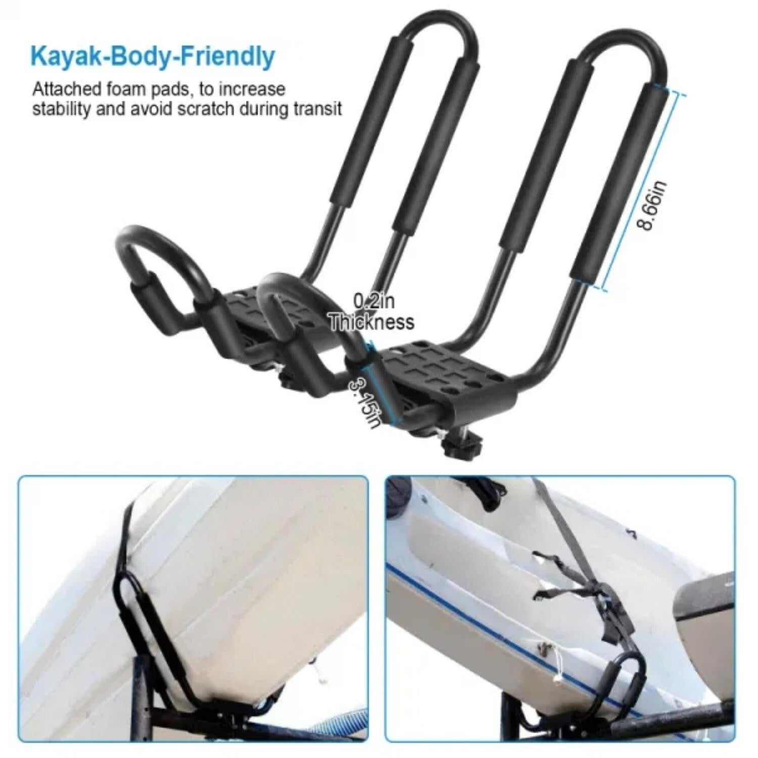 1 pair of kayak supports, alloy kayak storage rack, load-bearing kayak cart track storage rack, with 2 fastening straps - Premium Rooftop Racks from Rapidvehicles - Just $79.99! Shop now at Rapidvehicles