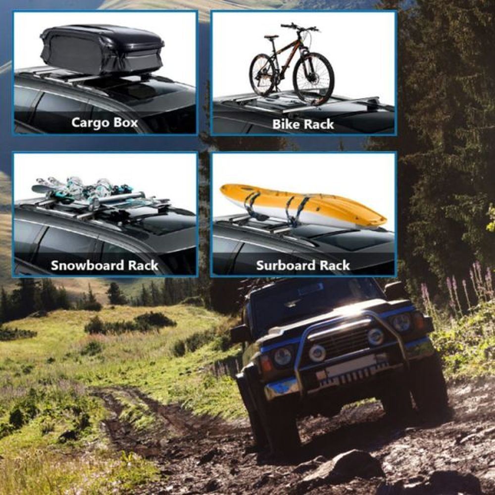 2Pcs Car Roof Top Crossbar Rack Aluminum Alloy Luggage Carrier Rack 330lbs Max Load w/Lock Fit Most Cars SUVs - Premium Rooftop Racks from Rapidvehicles - Just $78.99! Shop now at Rapidvehicles