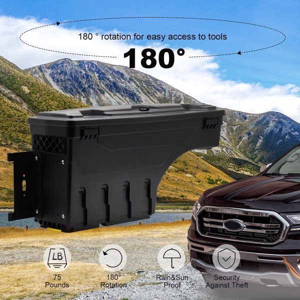 Left Driver Side Truck Bed Storage Box Fit for 1994-2002 Dodge Ram & 1980-1996 Ford F-Series & 1988-1998 Chevy GMC C/K, Key Lockable Lid Waterproof Truck Bed Toolboxes Black - Premium Accessories from Rapidvehicles - Just $131.01! Shop now at Rapidvehicles