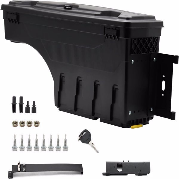 Right Passenger Side Truck Bed Storage Box Fit for 1994-2002 Dodge Ram & 1980-1996 Ford F-Series & 1988-1998 Chevy GMC C/K, Key Lockable Lid Waterproof Truck Bed Toolboxes Black - Premium Accessories from Rapidvehicles - Just $131.01! Shop now at Rapidvehicles