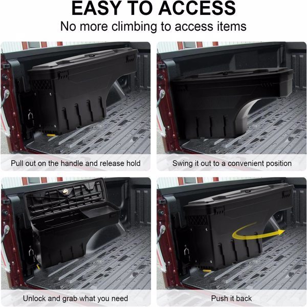 Right Passenger Side Truck Bed Storage Box Fit for 1994-2002 Dodge Ram & 1980-1996 Ford F-Series & 1988-1998 Chevy GMC C/K, Key Lockable Lid Waterproof Truck Bed Toolboxes Black - Premium Accessories from Rapidvehicles - Just $131.01! Shop now at Rapidvehicles