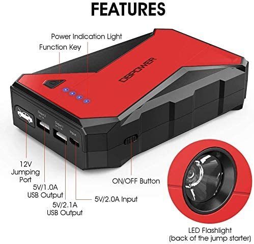 DBpower DJS80 1000A Portable Car Jump Starter - Premium Jump Starters from Rapidvehicles - Just $95.99! Shop now at Rapidvehicles