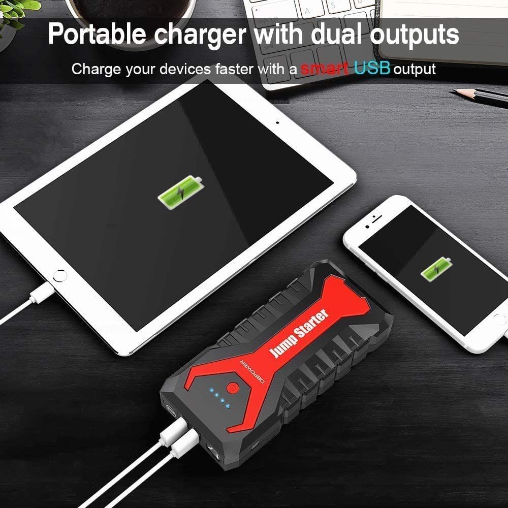 DBPOWER G16 2000A 20800mAh Portable Car Jump Starter(UP to 8.0L Gas/6.5L Diesel Engines) 12V Auto Lithium-Ion Battery Booster with Smart Clamp Cables, Quick Charge, and LED Flashlight - Premium Jump Starters from Rapidvehicles - Just $121.99! Shop now at Rapidvehicles