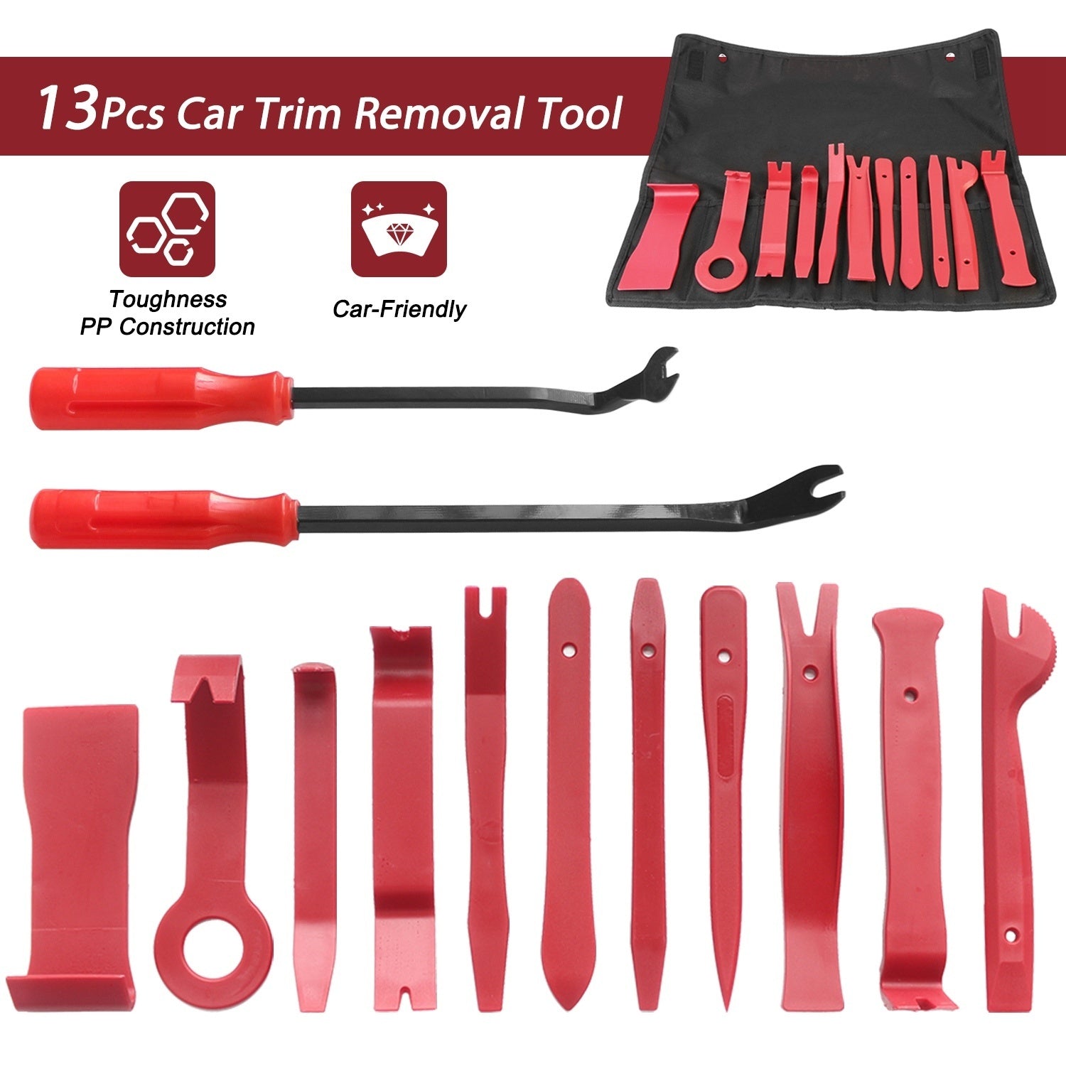 13 Pcs Car Trim Removal Tool Auto Door Panel Clip Dash Plastic Interior Radio Body Open Pry Kit - Premium Upholstery & Trim Tools from Rapidvehicles - Just $37.99! Shop now at Rapidvehicles