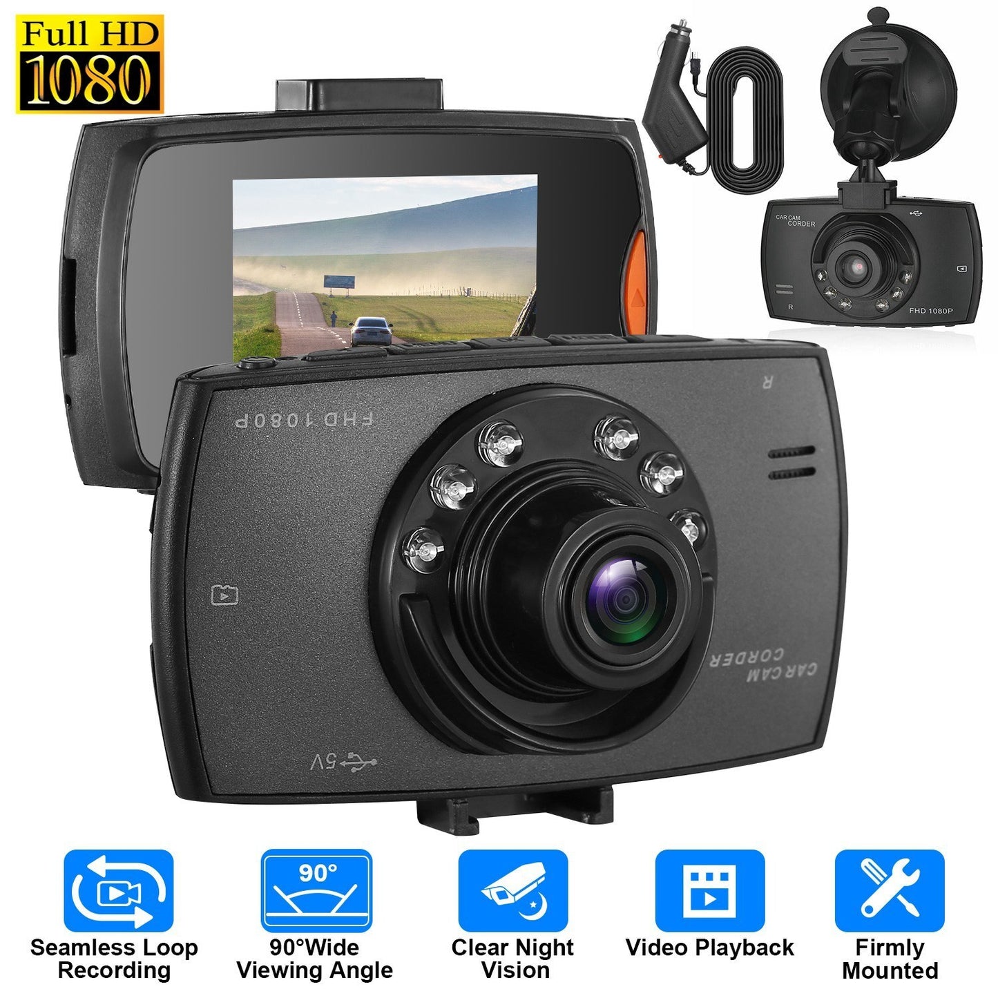 1080P Car DVR Camera Dash Cam Camcorder 90 Degree Angle Loop - Premium On-Dash Video from Rapidvehicles - Just $40.99! Shop now at Rapidvehicles