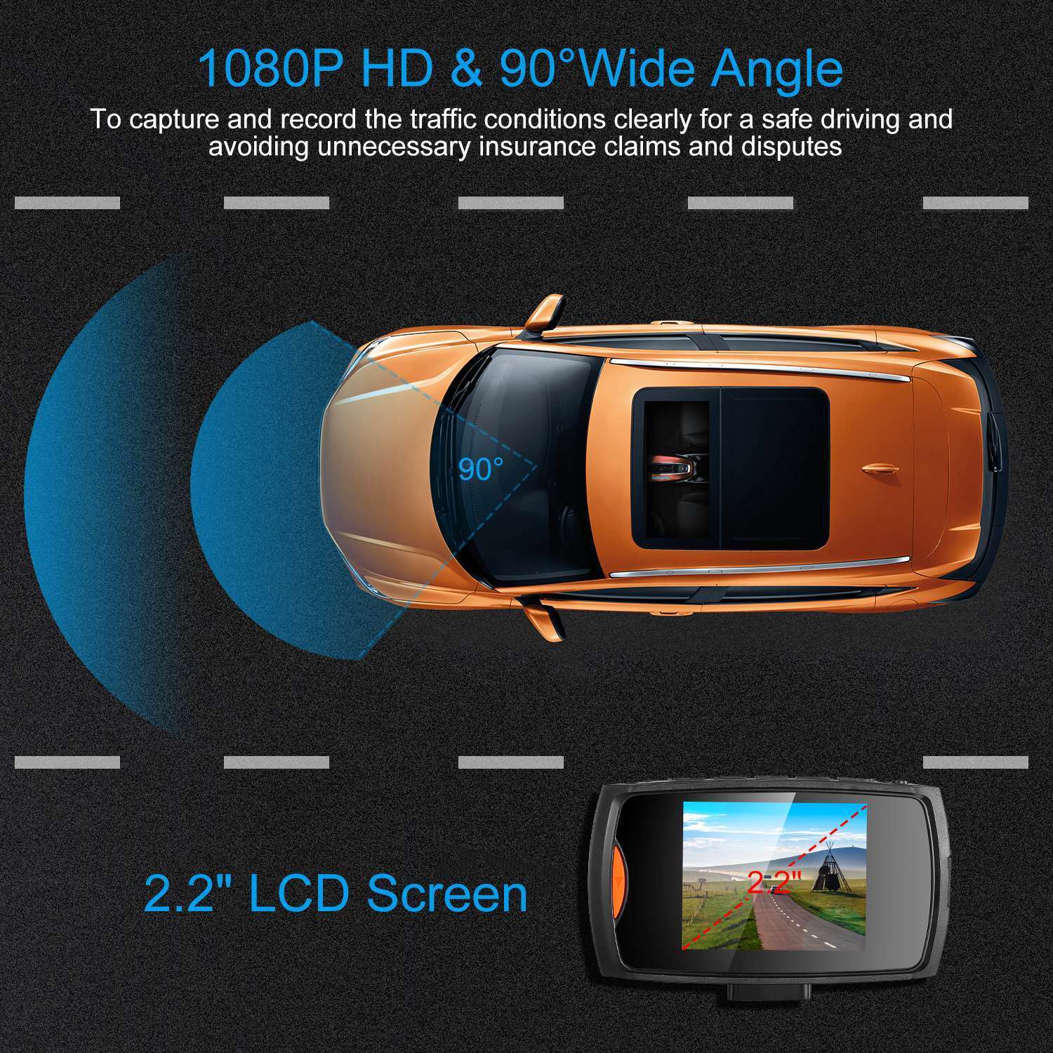 1080P Car DVR Camera Dash Cam Camcorder 90 Degree Angle Loop - Premium On-Dash Video from Rapidvehicles - Just $40.99! Shop now at Rapidvehicles