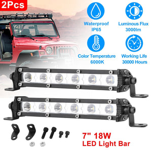 7" LED Light Bar Single Row Offroad Spot Lights 18W Ultra Slim Straight Work Light for Trailer Truck Bus Boat - Premium Other Car Electronics from Rapidvehicles - Just $32.34! Shop now at Rapidvehicles