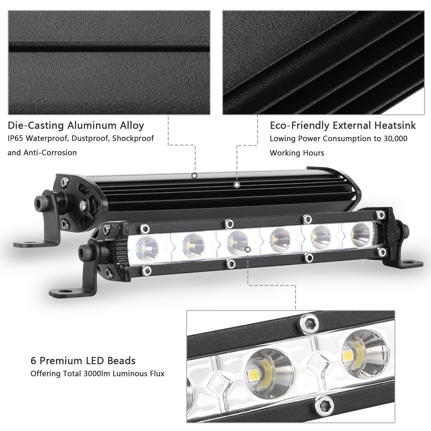 7" LED Light Bar Single Row Offroad Spot Lights 18W Ultra Slim Straight Work Light for Trailer Truck Bus Boat - Premium Other Car Electronics from Rapidvehicles - Just $32.34! Shop now at Rapidvehicles