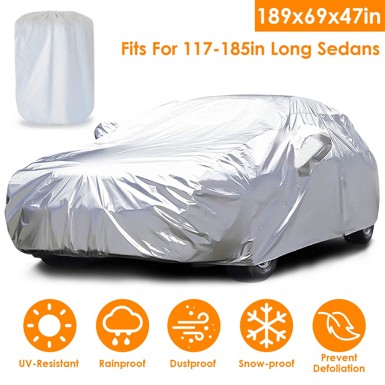 189x69x47in Full Car Cover All Weather UV Protection Automotive - Premium Covers from Rapidvehicles - Just $56.99! Shop now at Rapidvehicles